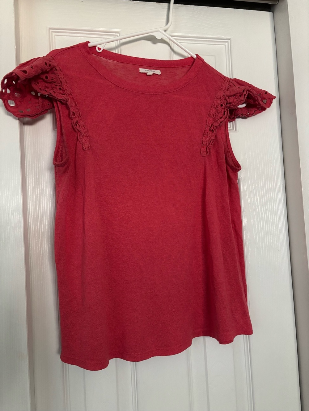 Maurices Red Eyelet Flutter Sleeve Tank Top